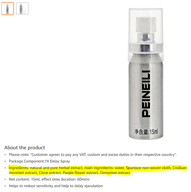 Peineili Spray Ingredients