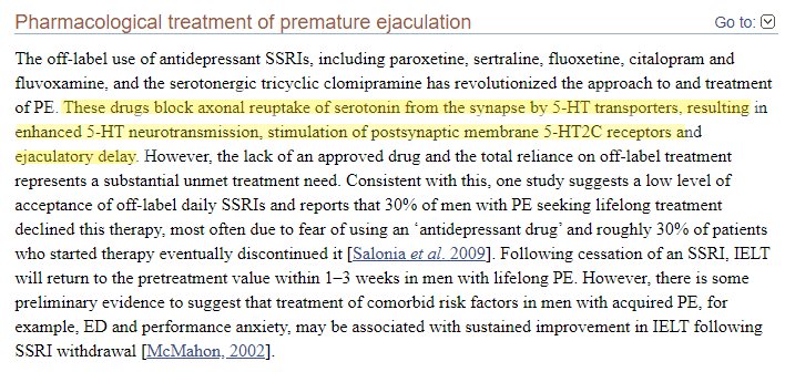Study showing Priligy (Dapoxetine) as a treatment of premature ejaculation